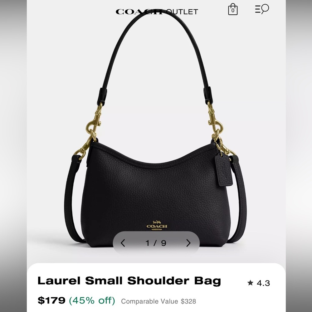 Coach Laurel Small Black and Gold Shoulder Bag